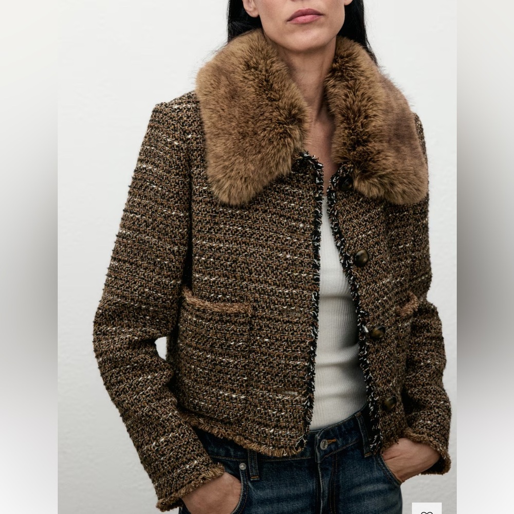 MANGO TWEED AND FAUX FUR JACKET❤️